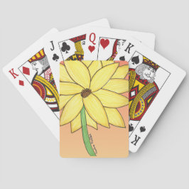 Gelbe Blume mit orangefarbenem Hintergrund Spielkarten