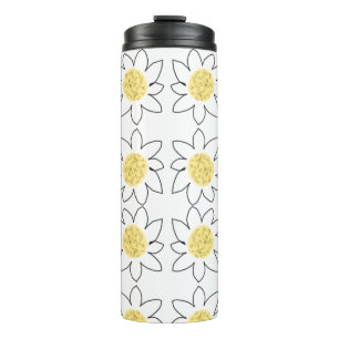 Gelbe Blume-Muster Aquarellkunst Thermosbecher