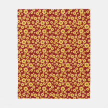Gelbe Blume Muster auf rotem Hintergrund - Blumenm