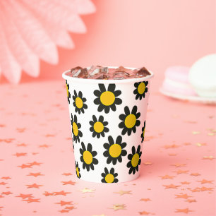 Gelbe Blume Muster Pappbecher