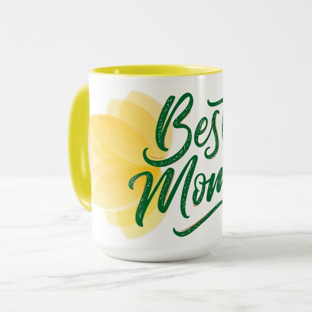 Gelbe Blume Muttertagskaffee Tasse (Vorderseite Links)