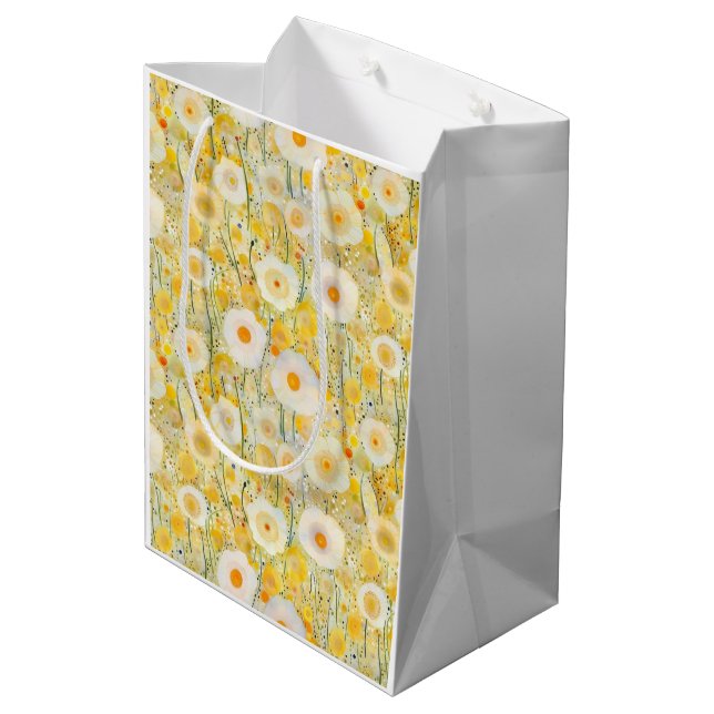 Gelbe Blume Natur glücklicher Spaß Blumen Mittlere Geschenktüte (Rückseite Schrägansicht)
