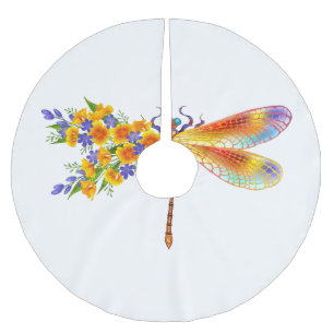 Gelbe Blume Polyester Weihnachtsbaumdecke