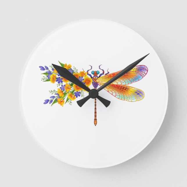 Gelbe Blume Runde Wanduhr (Vorderseite)