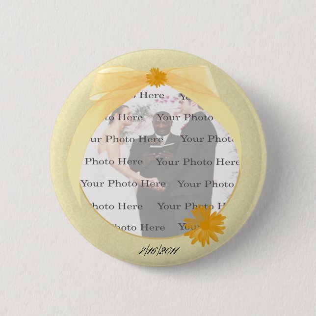 Gelbe Blume, runder Foto Button (Vorderseite)
