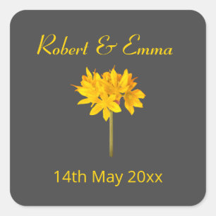 Gelbe Blume - Save the Date Quadratischer Aufkleber