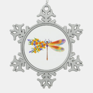 Gelbe Blume Schneeflocken Zinn-Ornament