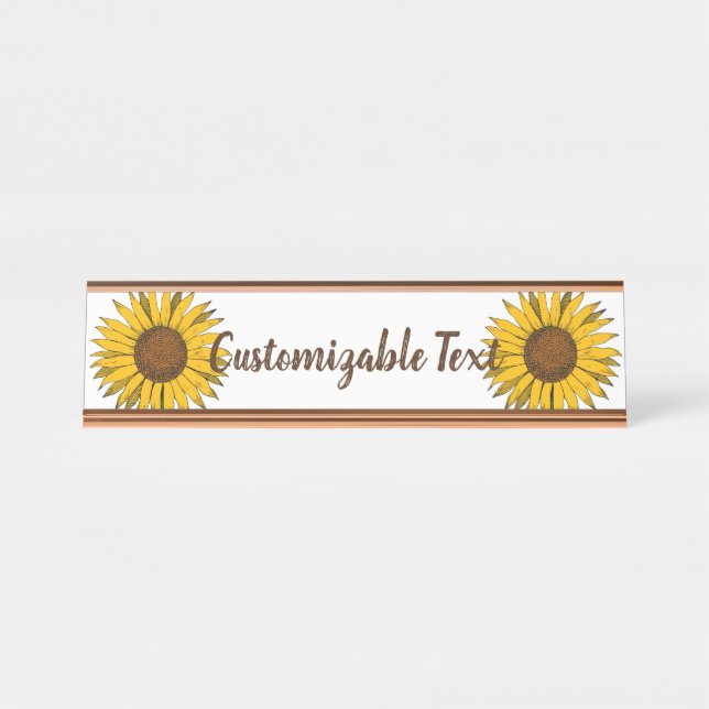 Gelbe Blume Schreibtischnamensplakette (Vorderseite )