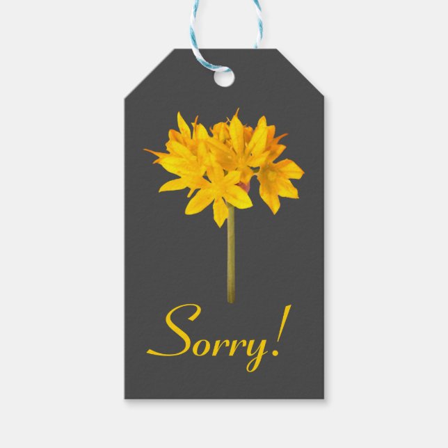 Gelbe Blume Sorry Geschenkanhänger (Vorderseite)