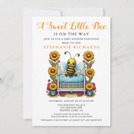 Gelbe Blume Sweet Little Bee Crib Baby Dusche Einladung