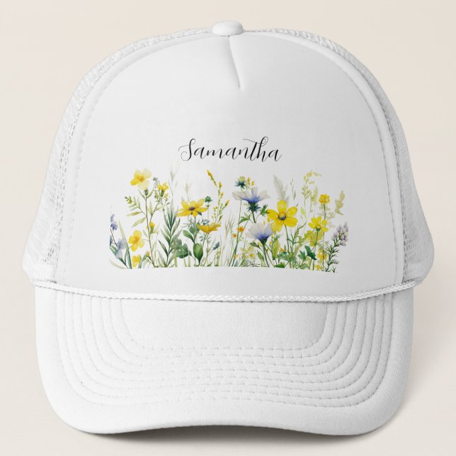 Gelbe Blume Truckerkappe (Vorderseite)