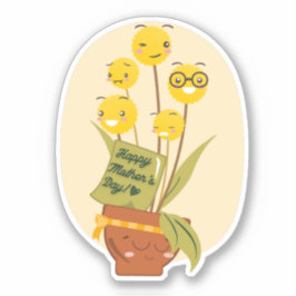 Gelbe Blume und Mama Pflanze Aufkleber