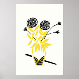 Gelbe Blume Vase Sketch Poster