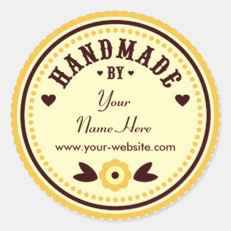 Gelbe Blume von Personalisierten Aufklebern handge Runder Aufkleber