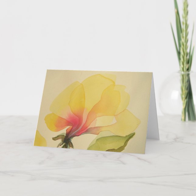 Gelbe Blume, Watercolor, Notecard Karte (Vorderseite)