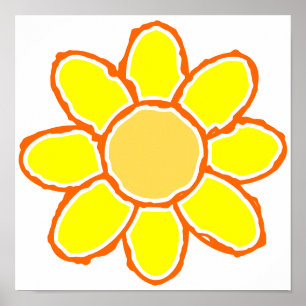 Gelbe Blume Zeichnend Poster