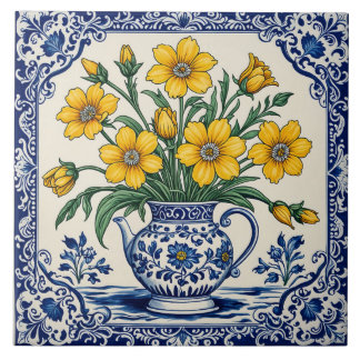 Gelbe Blumen 4 Fliese