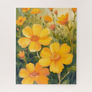 Gelbe Blumen Aquarell Blumenfeld Malerei