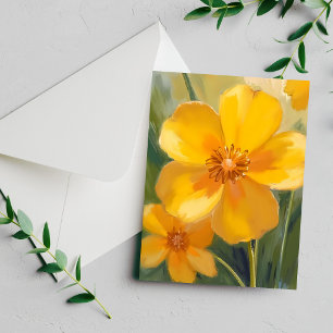 Gelbe Blumen Aquarell Frühlingsmalerei Karte