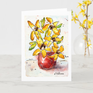 Gelbe Blumen Aquarellkarte Karte
