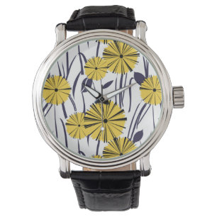 Gelbe Blumen Armbanduhr