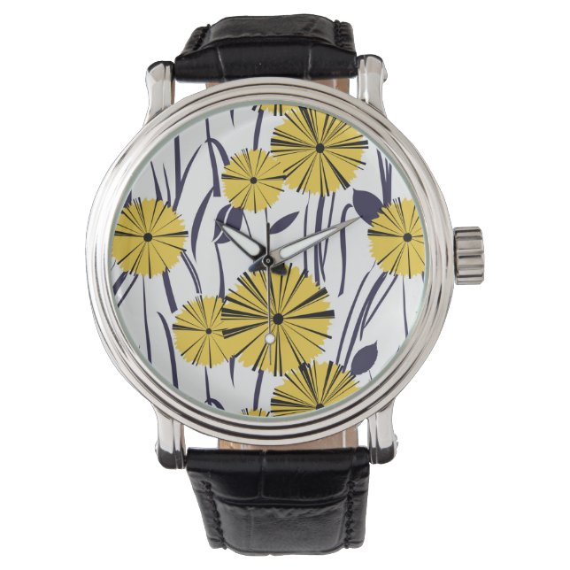 Gelbe Blumen Armbanduhr (Vorderseite)