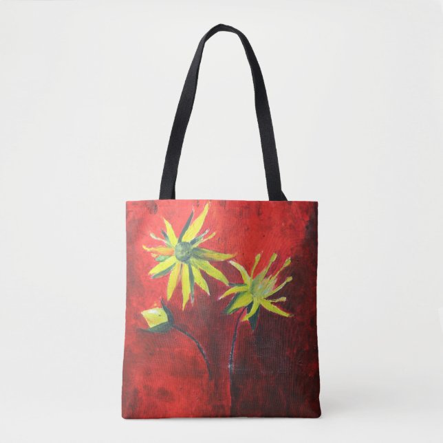Gelbe Blumen Art Custom All-Over-Print Tote Bag Tasche (Vorderseite)