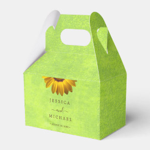 Gelbe Blumen auf Abstrakter Grüner Hochzeit Geschenkschachtel