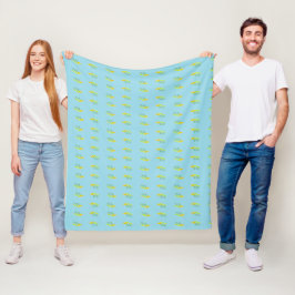 Gelbe Blumen auf blau Fleecedecke