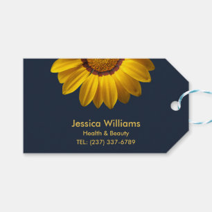 Gelbe Blumen auf Navy Blue-Hintergrund Monogram Geschenkanhänger