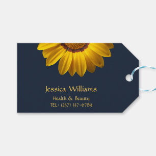 Gelbe Blumen auf Navy Blue-Hintergrund Monogram Geschenkanhänger