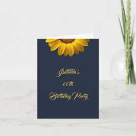 Gelbe Blumen auf Navy Blue-Hintergrund Monogram in Einladung