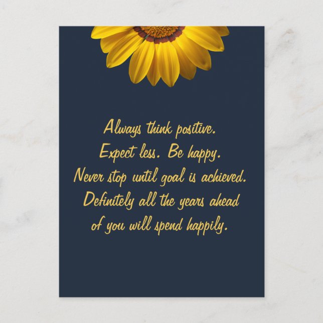 Gelbe Blumen auf Navy Blue-Hintergrund Monogram in Postkarte (Vorderseite)