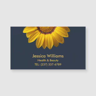 Gelbe Blumen auf Navy Blue-Hintergrund Monogram Magnetkarte
