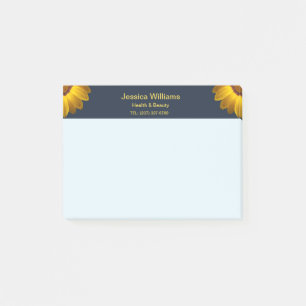 Gelbe Blumen auf Navy Blue-Hintergrund Monogram Post-it Klebezettel