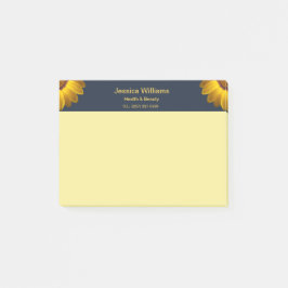 Gelbe Blumen auf Navy Blue-Hintergrund Monogram Post-it Klebezettel
