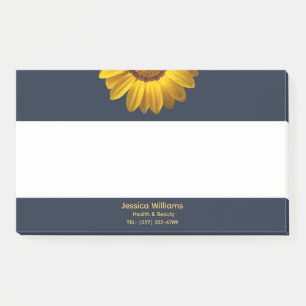 Gelbe Blumen auf Navy Blue-Hintergrund Monogram Post-it Klebezettel