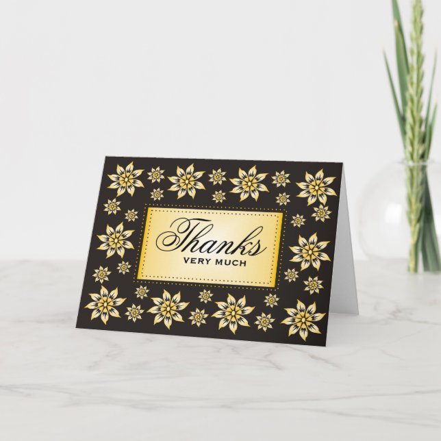 Gelbe Blumen auf schwarzem Elegant Danke an die Ka (Vorderseite)