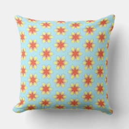 Gelbe Blumen aus roten Orangenknospen Kissen
