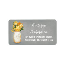 gelbe Blumen bemalt Maurerkirsche Adressetiketten