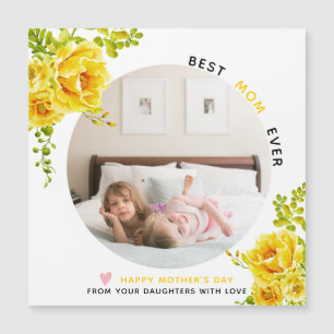 Gelbe Blumen Beste Mama je Muttertag Foto Magnetkarte