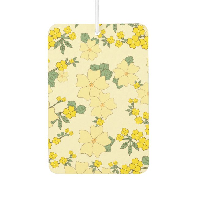 Gelbe Blumen, Blumenmuster, Muster von Blume Autolufterfrischer (Vorderseite)