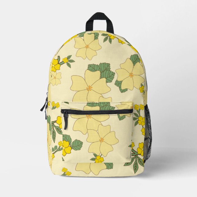 Gelbe Blumen, Blumenmuster, Muster von Blume Bedruckter Rucksack (Vorderseite)