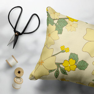 Gelbe Blumen, Blumenmuster, Muster von Blume Dekokissen