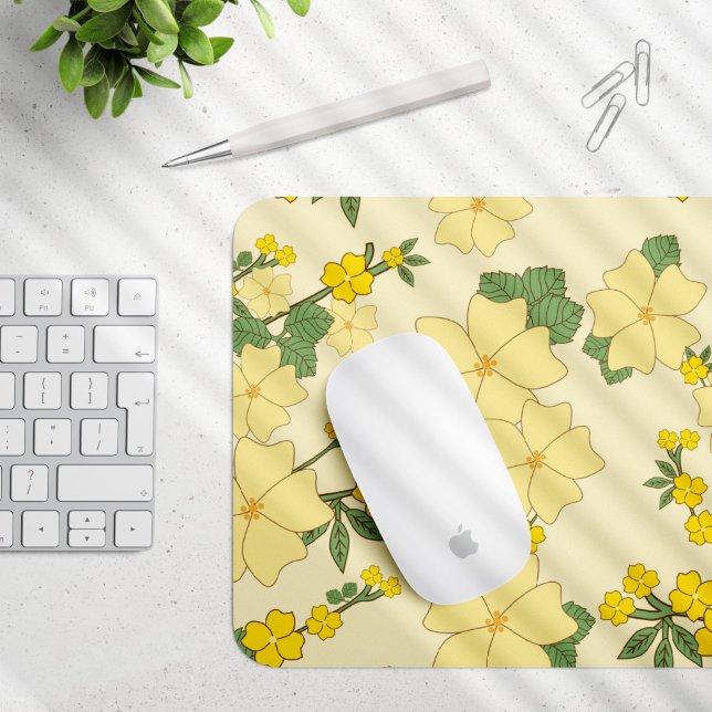 Gelbe Blumen, Blumenmuster, Muster von Blume Mousepad (Von Creator hochgeladen)