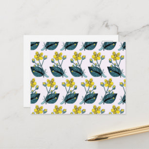 Gelbe Blumen, Blumenmuster, Muster von Blume Postkarte