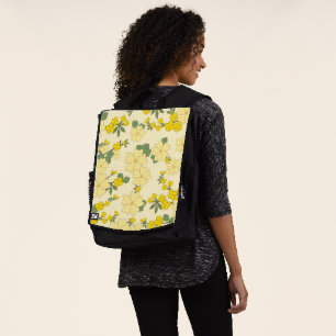 Gelbe Blumen, Blumenmuster, Muster von Blume Rucksack