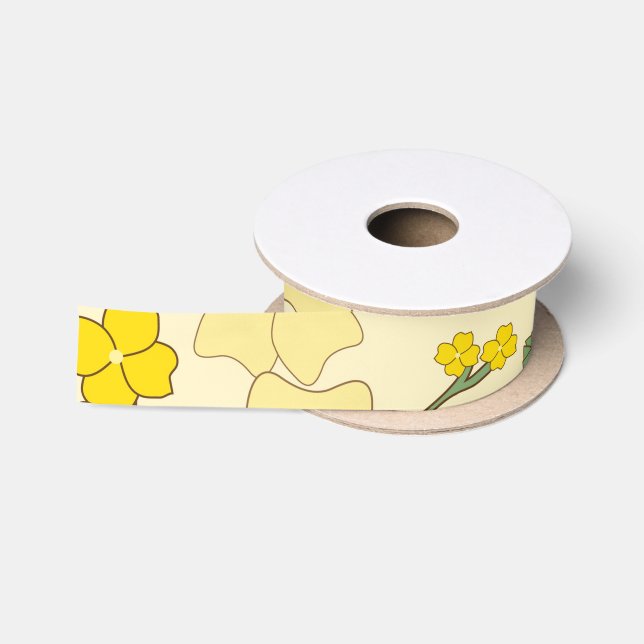 Gelbe Blumen, Blumenmuster, Muster von Blume Satinband (Spule)
