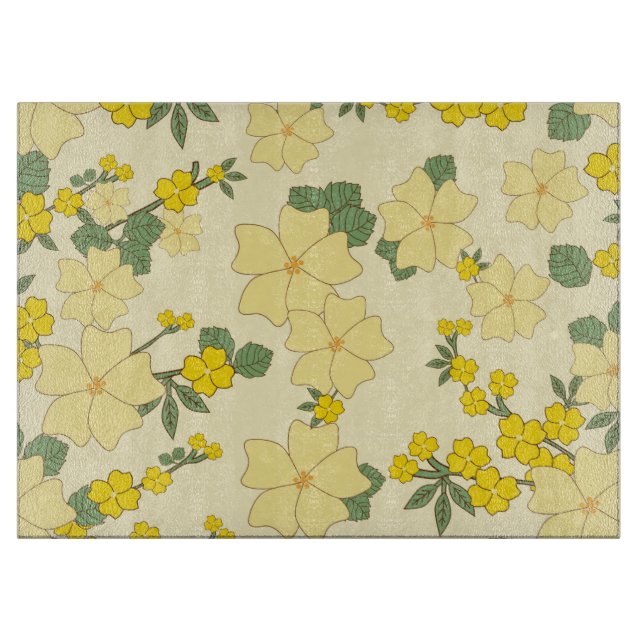 Gelbe Blumen, Blumenmuster, Muster von Blume Schneidebrett (Vorderseite)