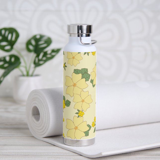 Gelbe Blumen, Blumenmuster, Muster von Blume Trinkflasche (Yoga)
